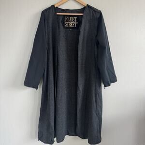 Fleet Street Topcoat Wool Blend Gray Tweed Black Woman’s Size 12 Jacket Coat